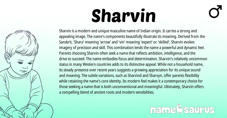 Infographic about Sharvin name meaning, Sharvin is a name from Persian, Indian, Sanskrit origin(s).