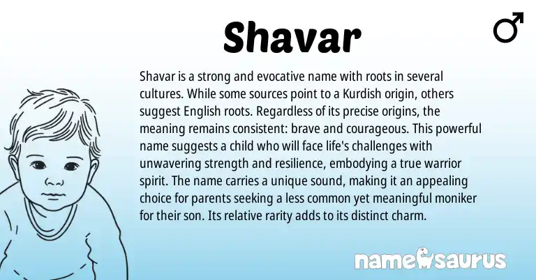 Infographic about Shavar name meaning, Shavar is a name from Persian origin(s).