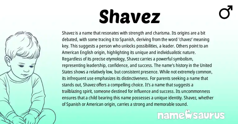 Infographic about Shavez name meaning, Shavez is a name from Spanish origin(s).