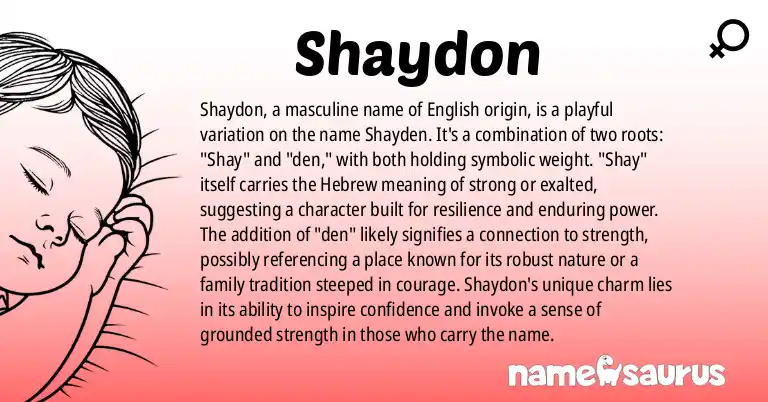 Infographic about Shaydon name meaning, Shaydon is a name from English origin(s).