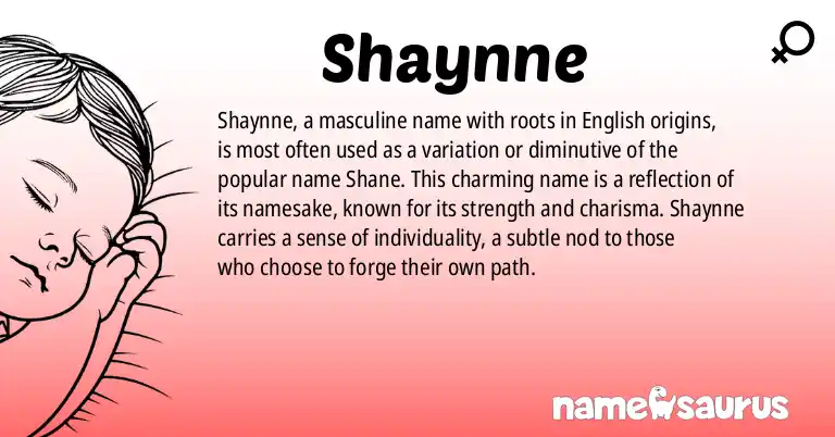 Infographic about Shaynne name meaning, Shaynne is a name from English origin(s).