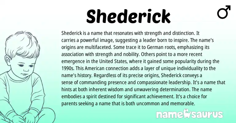 Infographic about Shederick name meaning, Shederick is a name from Germanic, English origin(s).