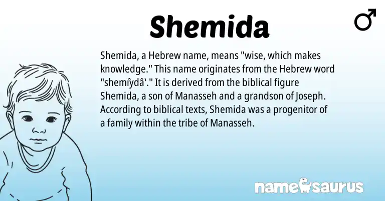 Infographic about Shemida name meaning, Shemida is a name from Hebrew origin(s).