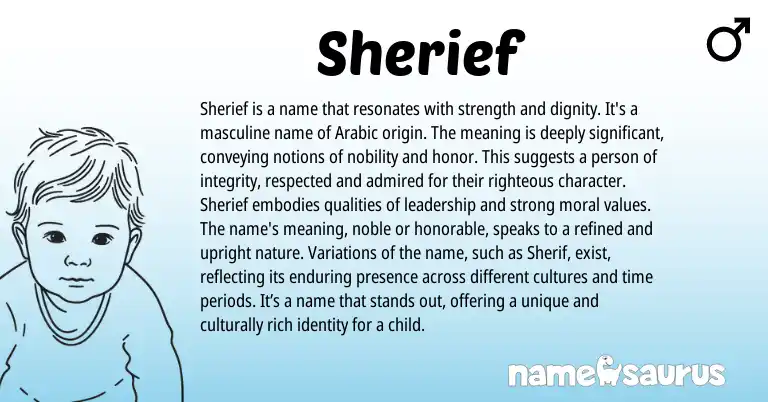 Infographic about Sherief name meaning, Sherief is a name from Arabic origin(s).