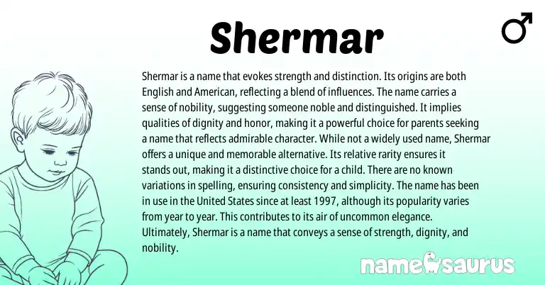 Infographic about Shermar name meaning, Shermar is a name from English origin(s).