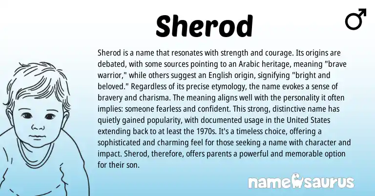 Infographic about Sherod name meaning, Sherod is a name from Arabic origin(s).