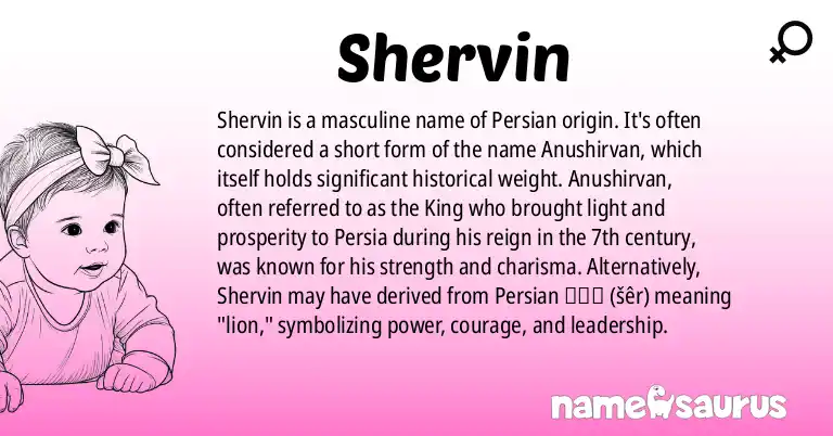 Infographic about Shervin name meaning, Shervin is a name from Persian origin(s).