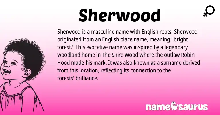 Infographic about Sherwood name meaning, Sherwood is a name from English, British origin(s).