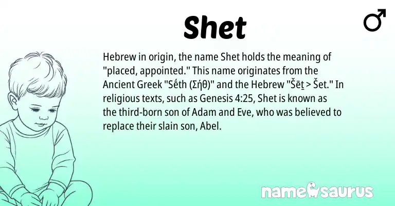 Infographic about Shet name meaning, Shet is a name from Ancient Greek, Hebrew origin(s).