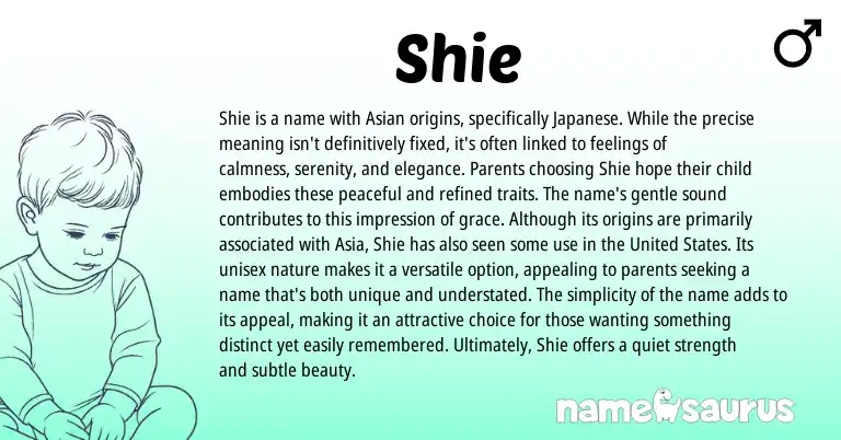 Infographic about Shie name meaning, Shie is a name from Japanese origin(s).