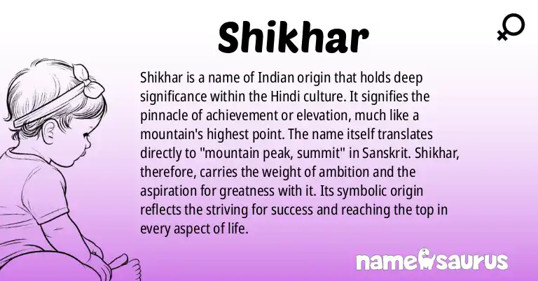 Infographic about Shikhar name meaning, Shikhar is a name from Indian, Hindi origin(s).