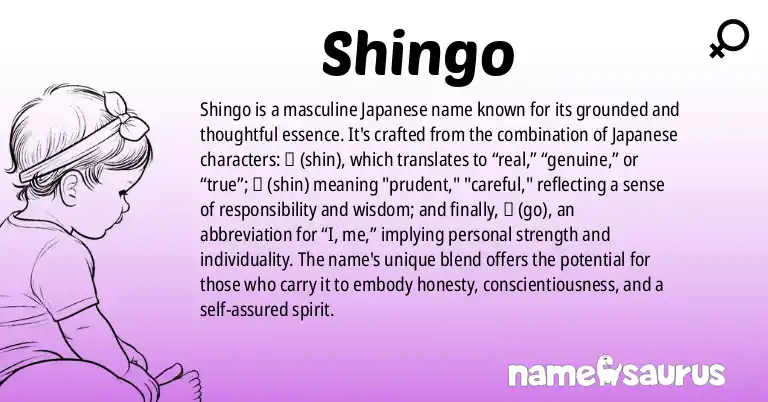 Infographic about Shingo name meaning, Shingo is a name from Japanese origin(s).