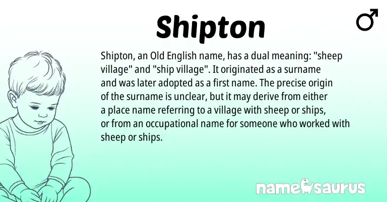 Infographic about Shipton name meaning, Shipton is a name from Old English origin(s).