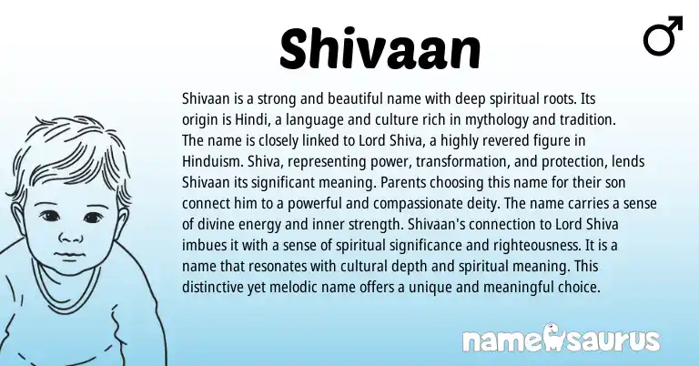 Infographic about Shivaan name meaning, Shivaan is a name from Hindu, Indian origin(s).
