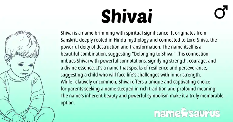 Infographic about Shivai name meaning, Shivai is a name from Hindu, Sanskrit origin(s).