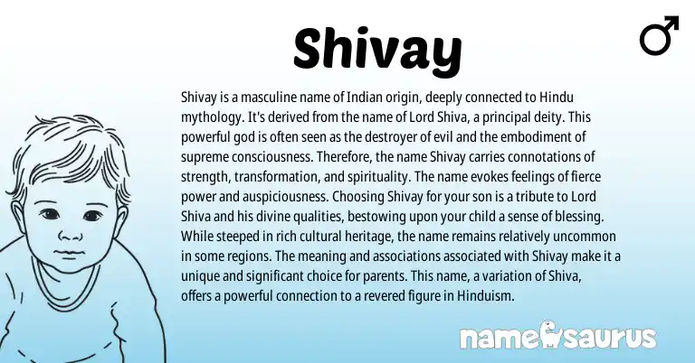 Infographic about Shivay name meaning, Shivay is a name from Indian, Hindu, Sanskrit origin(s).