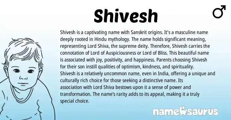 Infographic about Shivesh name meaning, Shivesh is a name from Indian, Hindu, Sanskrit origin(s).