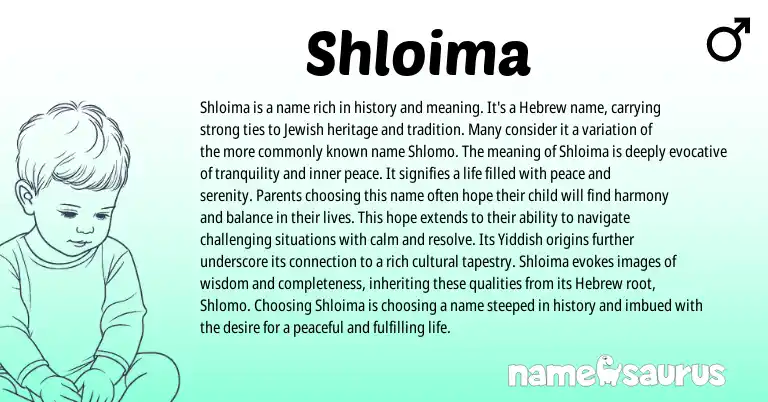 Infographic about Shloima name meaning, Shloima is a name from Yiddish, Hebrew origin(s).