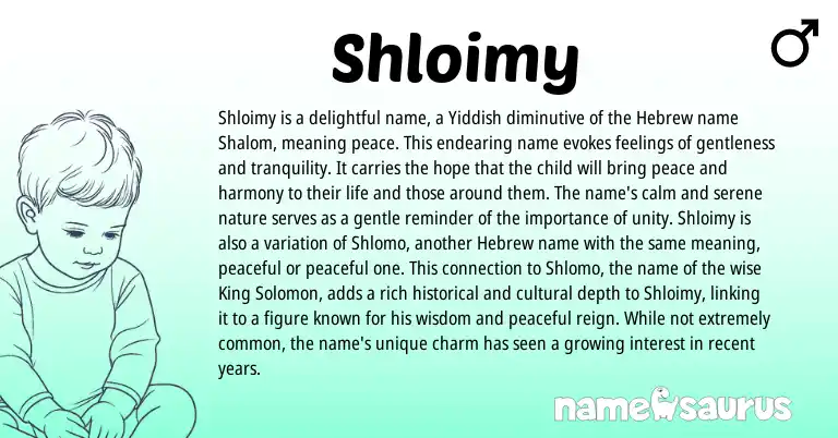 Infographic about Shloimy name meaning, Shloimy is a name from Yiddish, Hebrew origin(s).