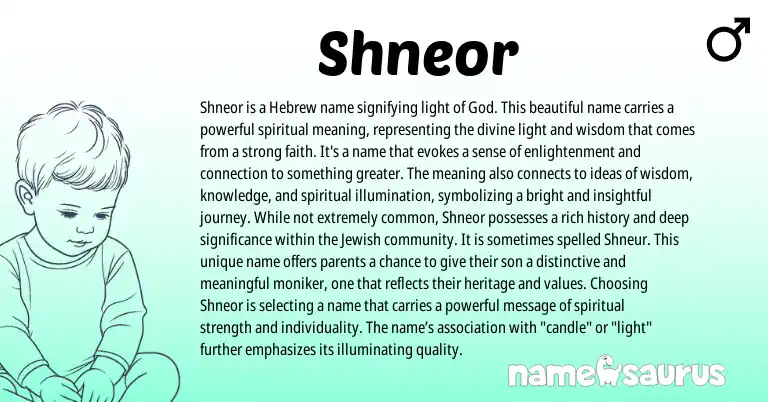 Infographic about Shneor name meaning, Shneor is a name from Hebrew origin(s).