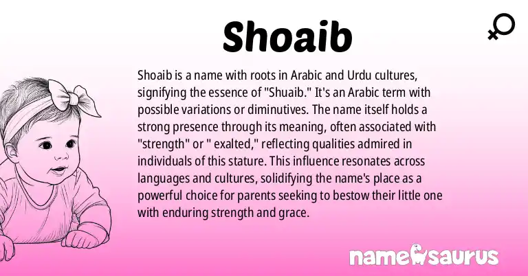 Infographic about Shoaib name meaning, Shoaib is a name from Arabic, Urdu origin(s).