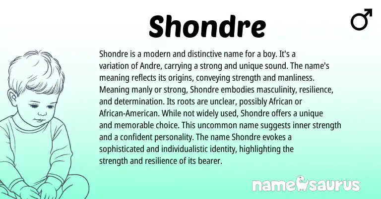 Infographic about Shondre name meaning, Shondre is a name from African origin(s).