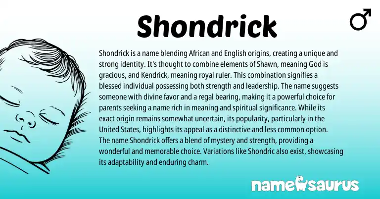 Infographic about Shondrick name meaning, Shondrick is a name from African, English origin(s).