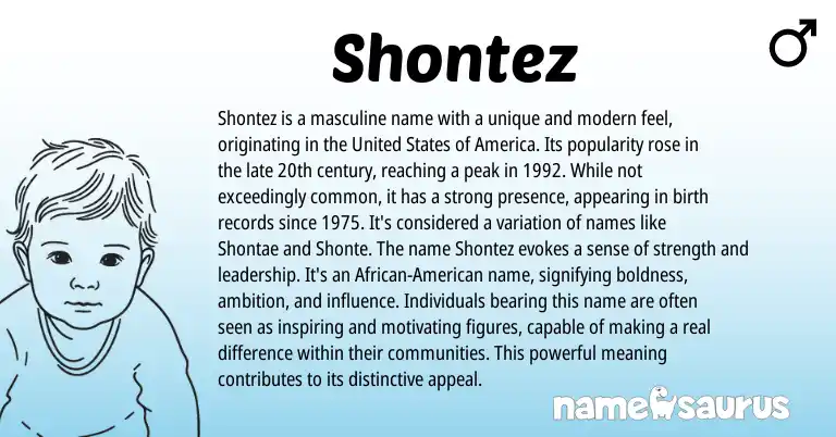 Infographic about Shontez name meaning, Shontez is a name from Other origin(s).