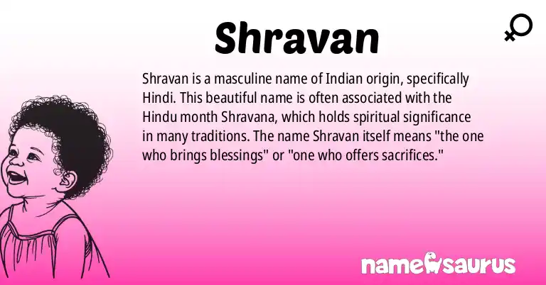 Infographic about Shravan name meaning, Shravan is a name from Indian, Hindi origin(s).