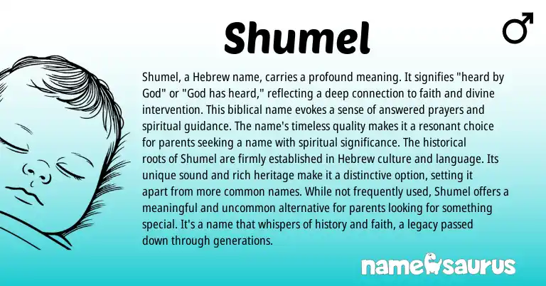 Infographic about Shumel name meaning, Shumel is a name from Hebrew, Biblical origin(s).