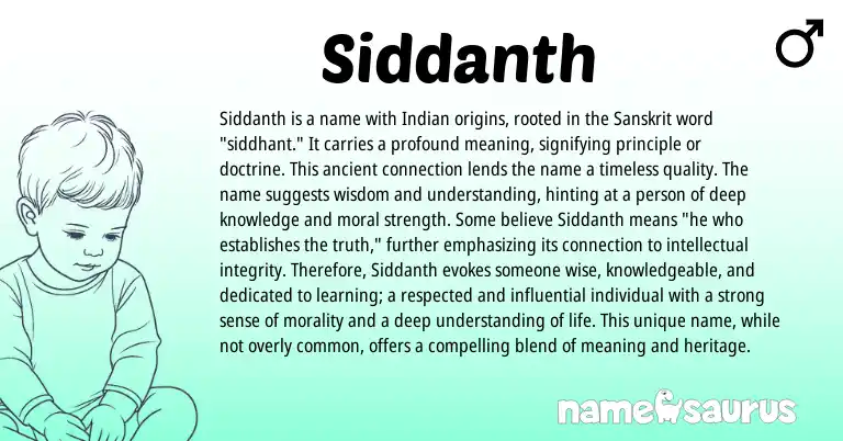Infographic about Siddanth name meaning, Siddanth is a name from Indian, Sanskrit origin(s).