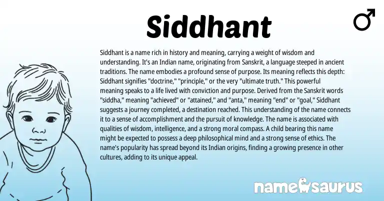 Infographic about Siddhant name meaning, Siddhant is a name from Indian, Sanskrit origin(s).