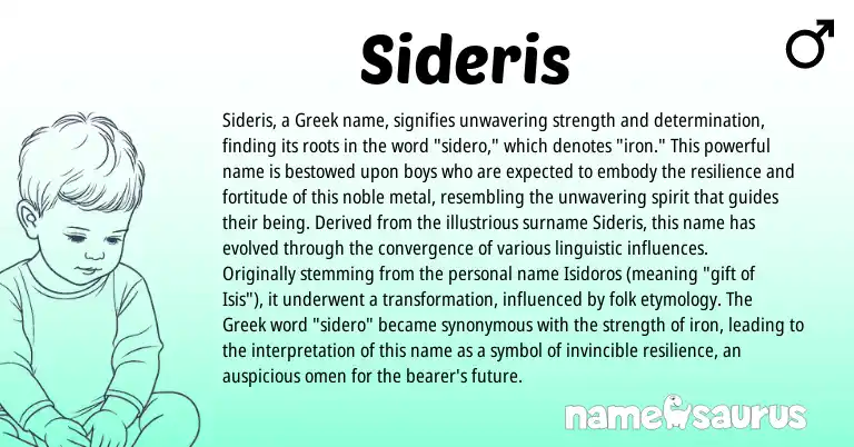 Infographic about Sideris name meaning, Sideris is a name from Greek origin(s).