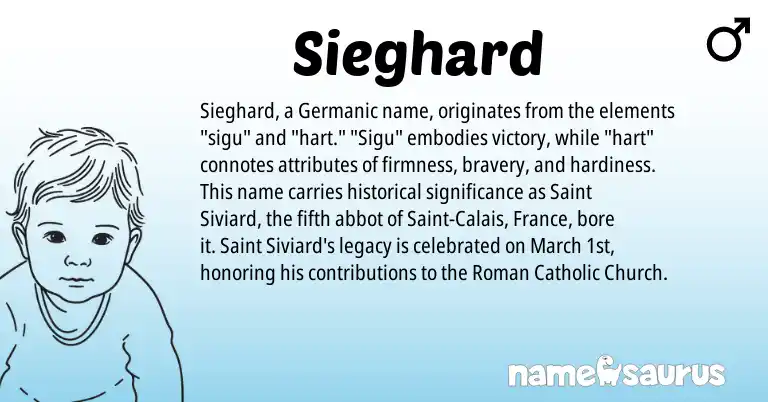 Infographic about Sieghard name meaning, Sieghard is a name from Roman, Germanic origin(s).