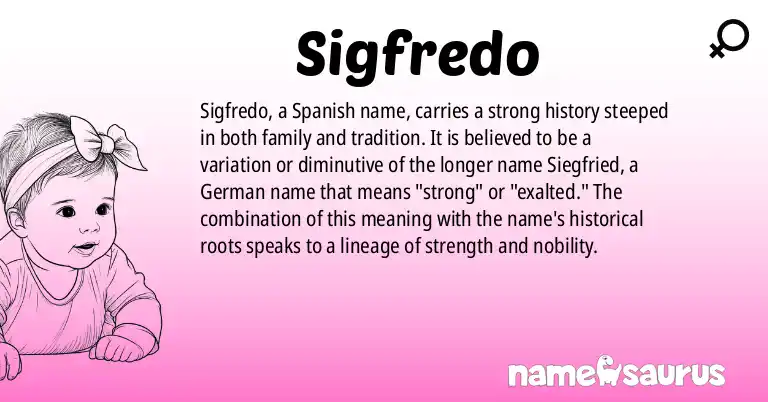 Infographic about Sigfredo name meaning, Sigfredo is a name from Spanish origin(s).