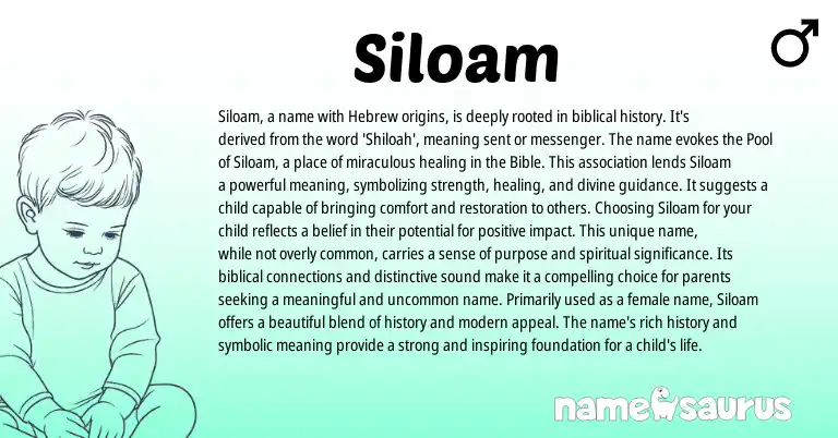Infographic about Siloam name meaning, Siloam is a name from Hebrew, Biblical origin(s).