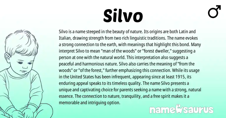 Infographic about Silvo name meaning, Silvo is a name from Latin, Italian origin(s).