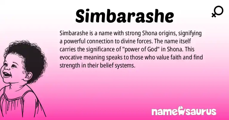 Infographic about Simbarashe name meaning, Simbarashe is a name from Shona origin(s).