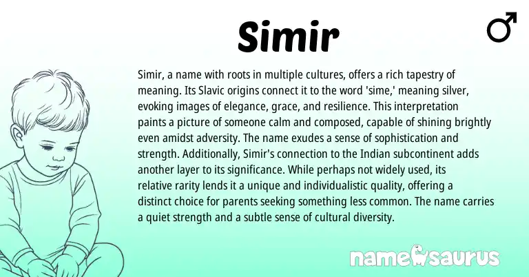 Infographic about Simir name meaning, Simir is a name from Persian, Slavic origin(s).