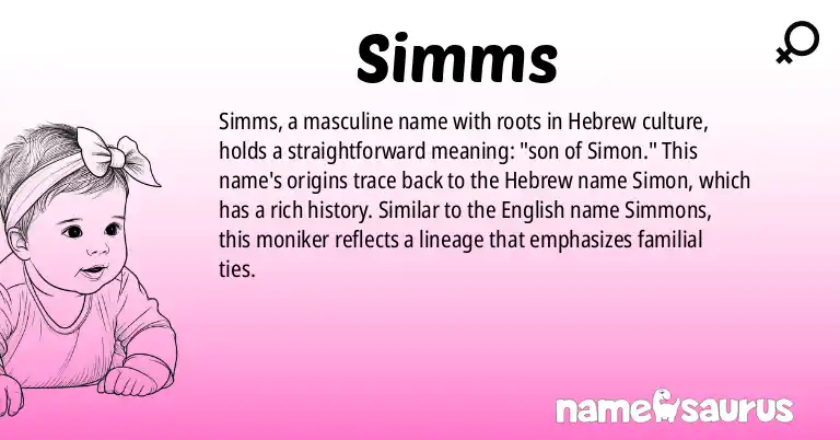 Infographic about Simms name meaning, Simms is a name from Hebrew origin(s).