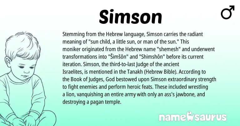 Infographic about Simson name meaning, Simson is a name from Hebrew origin(s).