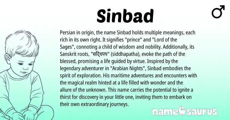 Infographic about Sinbad name meaning, Sinbad is a name from Sanskrit, Persian origin(s).
