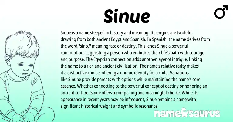 Infographic about Sinue name meaning, Sinue is a name from Spanish origin(s).
