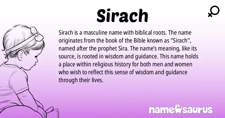 Infographic about Sirach name meaning, Sirach is a name from Biblical origin(s).