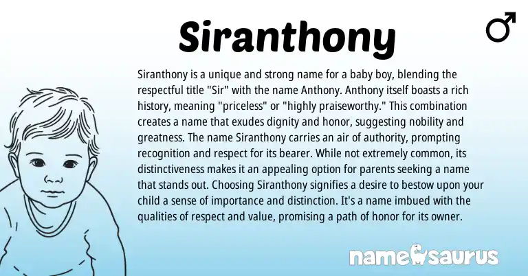 Infographic about Siranthony name meaning, Siranthony is a name from Other origin(s).