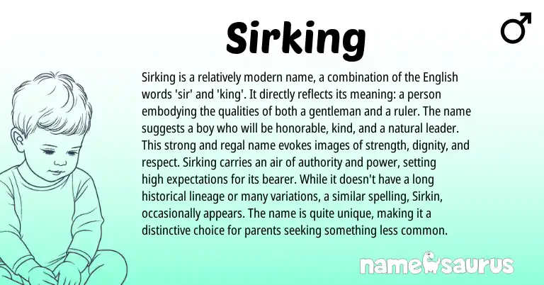 Infographic about Sirking name meaning, Sirking is a name from English origin(s).