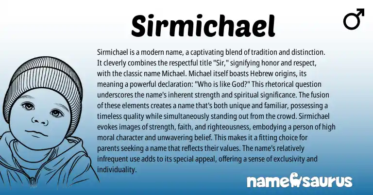 Infographic about Sirmichael name meaning, Sirmichael is a name from Hebrew origin(s).