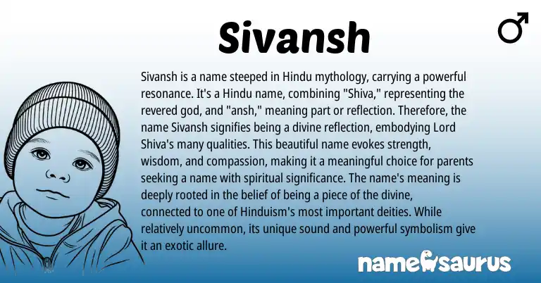Infographic about Sivansh name meaning, Sivansh is a name from Sanskrit, Hindu origin(s).