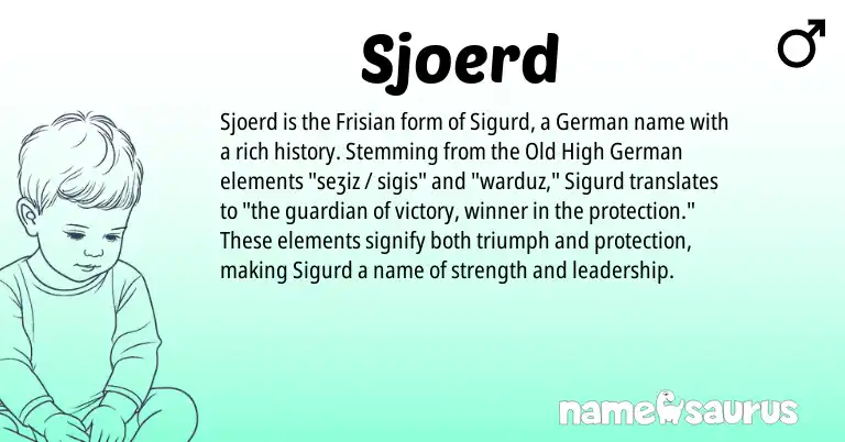 Infographic about Sjoerd name meaning, Sjoerd is a name from Frisian, German, Old High German origin(s).