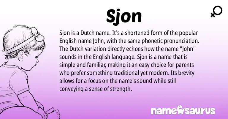 Infographic about Sjon name meaning, Sjon is a name from Dutch origin(s).